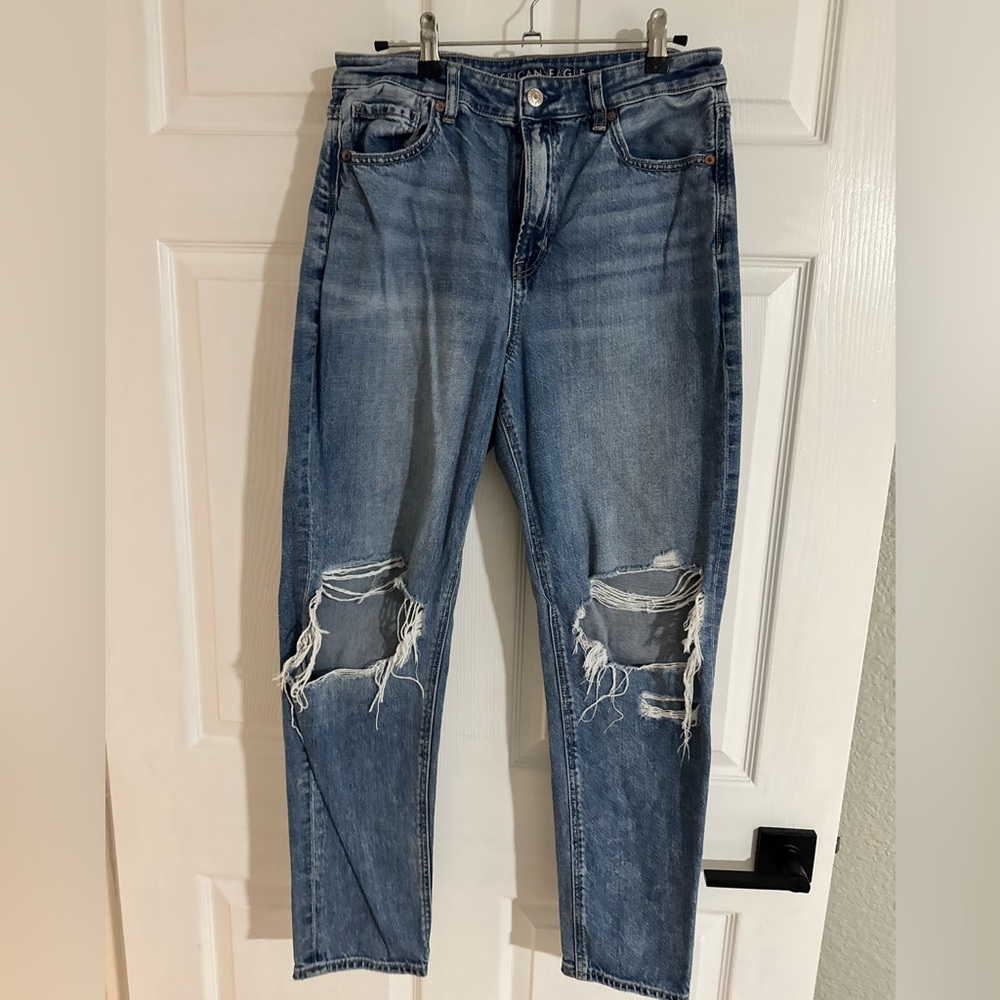 American Eagle Outfitters Ripped Blue Mom Jeans